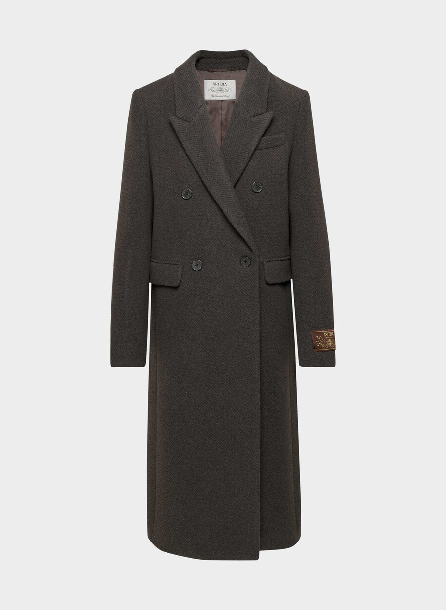 the constant coat - soft wool cashmere herringbone r m brblk