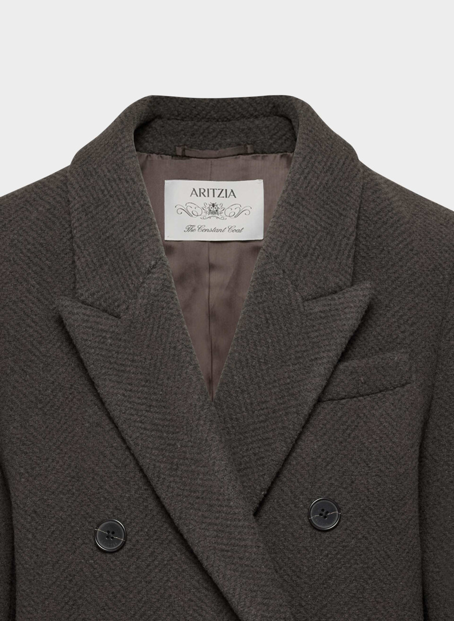 the constant coat - soft wool cashmere herringbone r m brblk