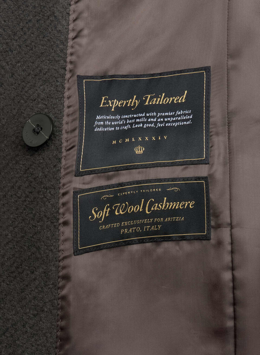the constant coat - soft wool cashmere herringbone r m brblk