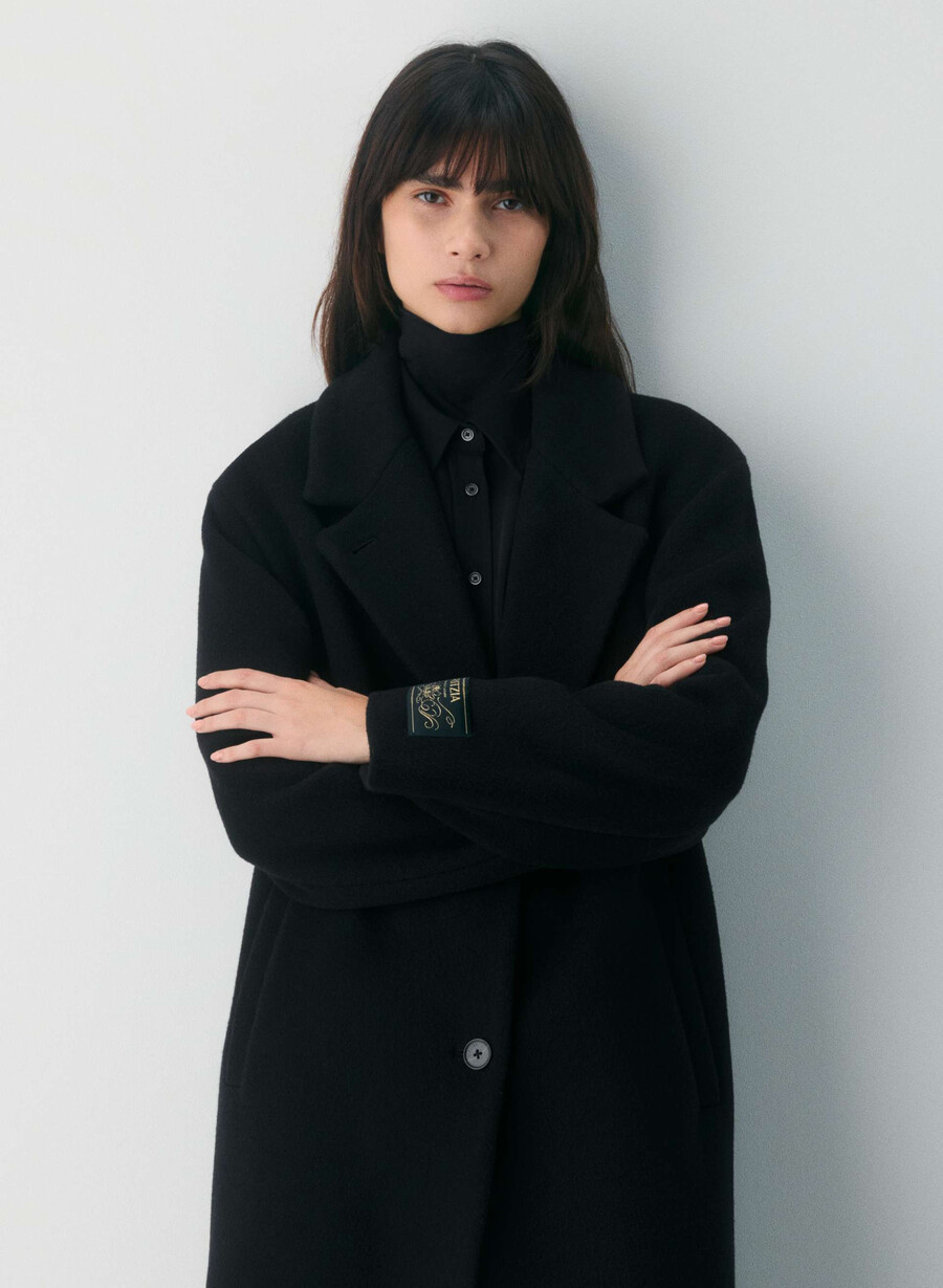 the only coat - soft wool cashmere black