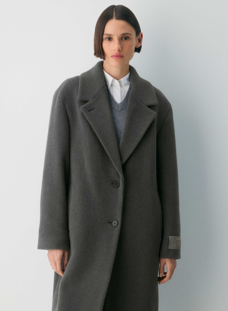 the only coat - soft wool cashmere heather charcoal