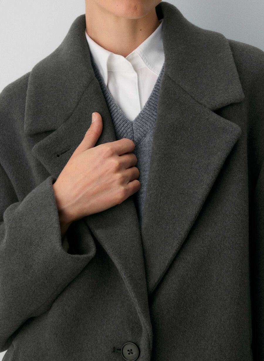 the only coat - soft wool cashmere heather charcoal