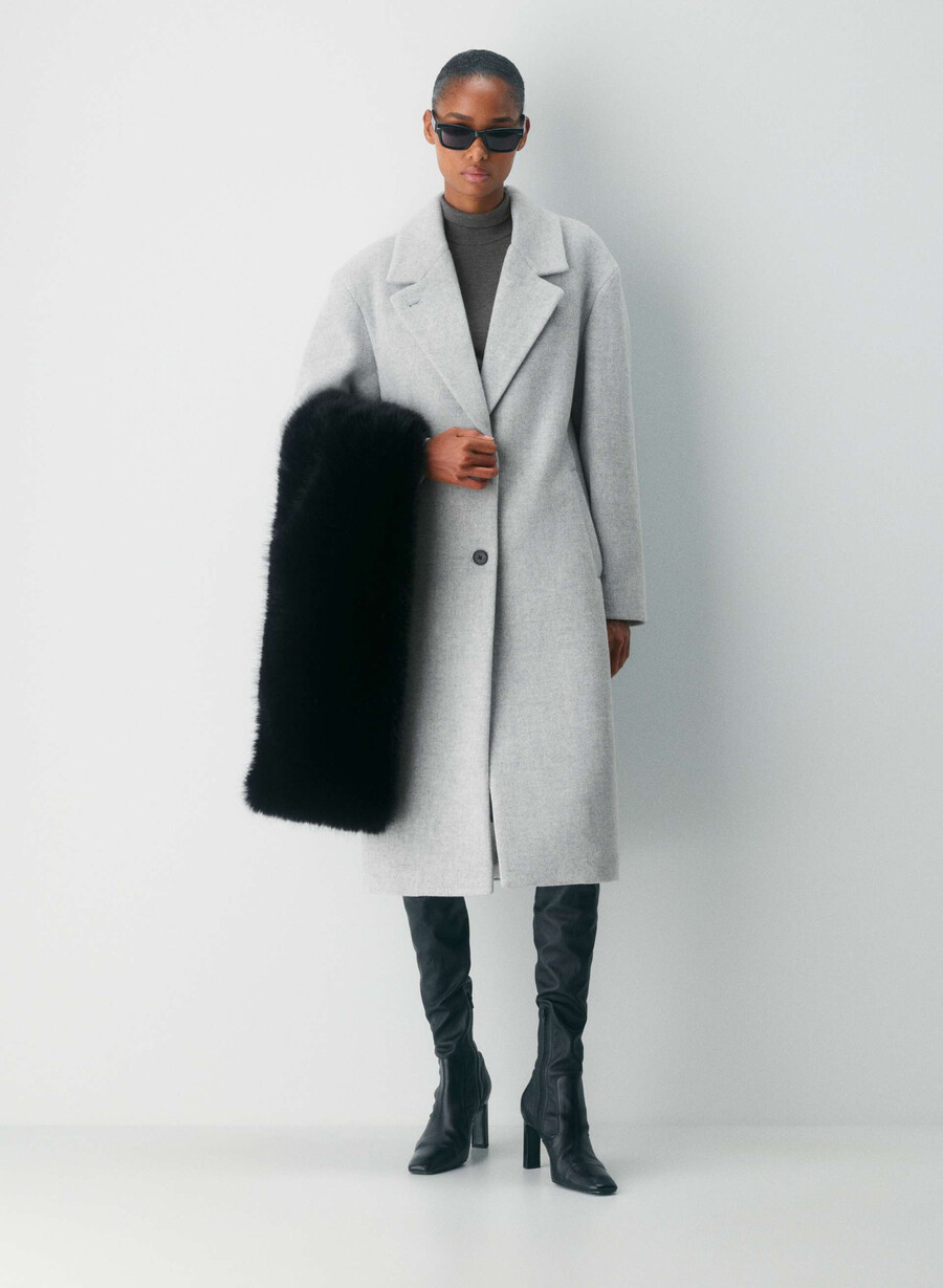 the only coat - soft wool cashmere heather light grey