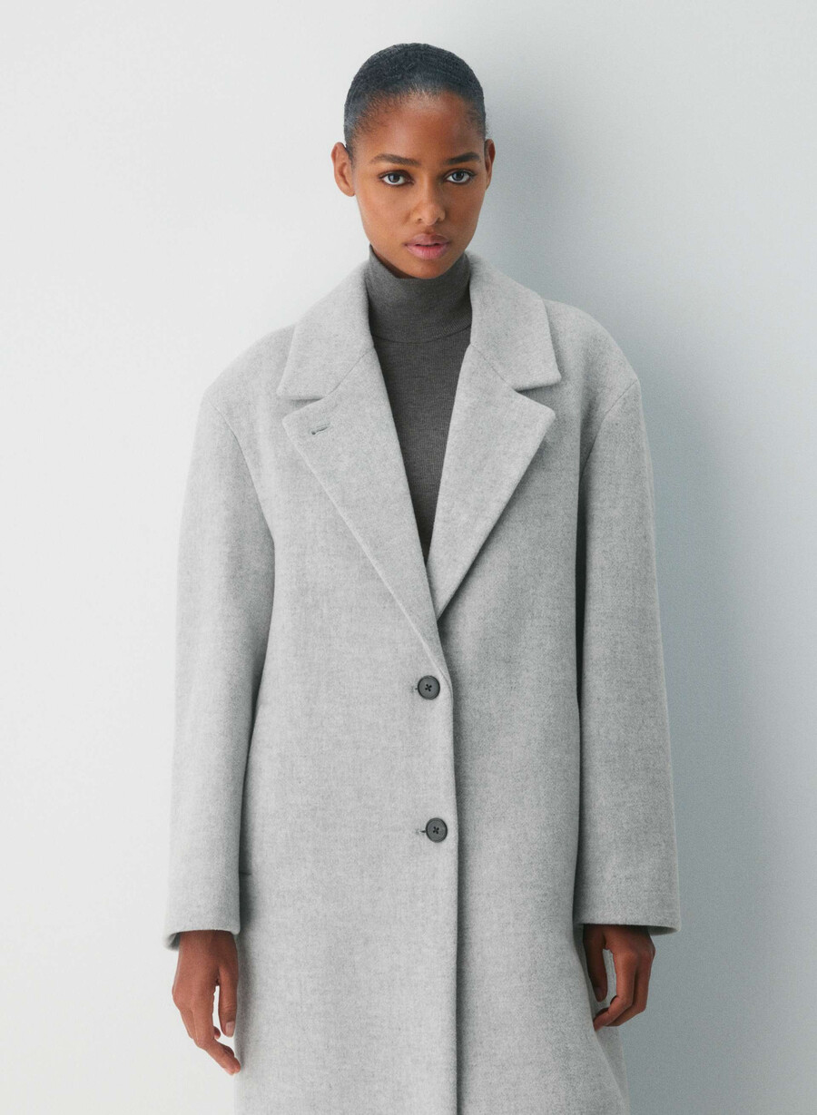 the only coat - soft wool cashmere heather light grey