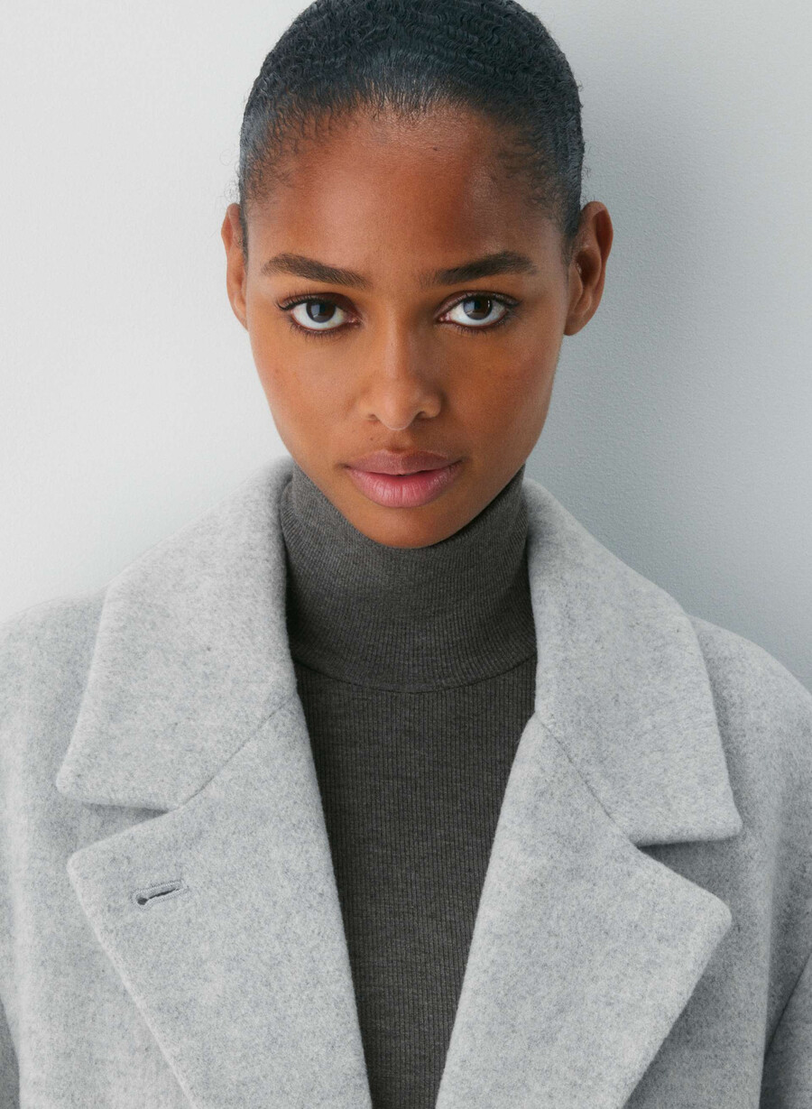 the only coat - soft wool cashmere heather light grey