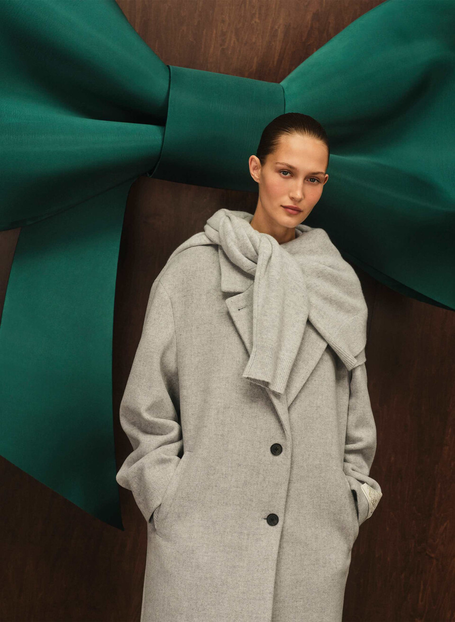 the only coat - soft wool cashmere heather light grey