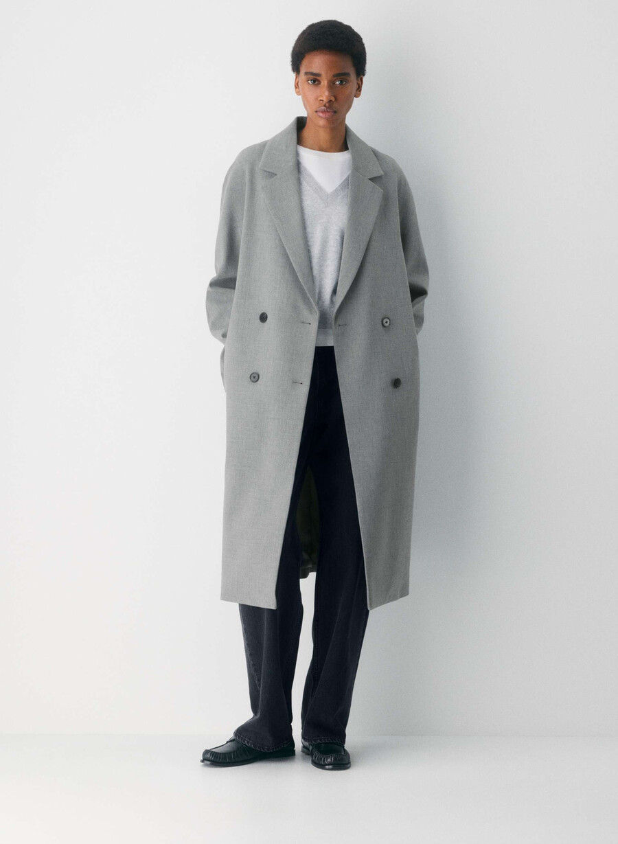 the slouch coat - ressential heather dark grey