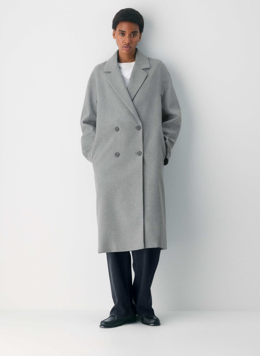 the slouch coat - ressential heather dark grey