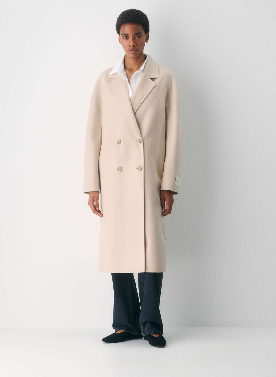 the slouch double-faced coat - luxe rewool marcona beige