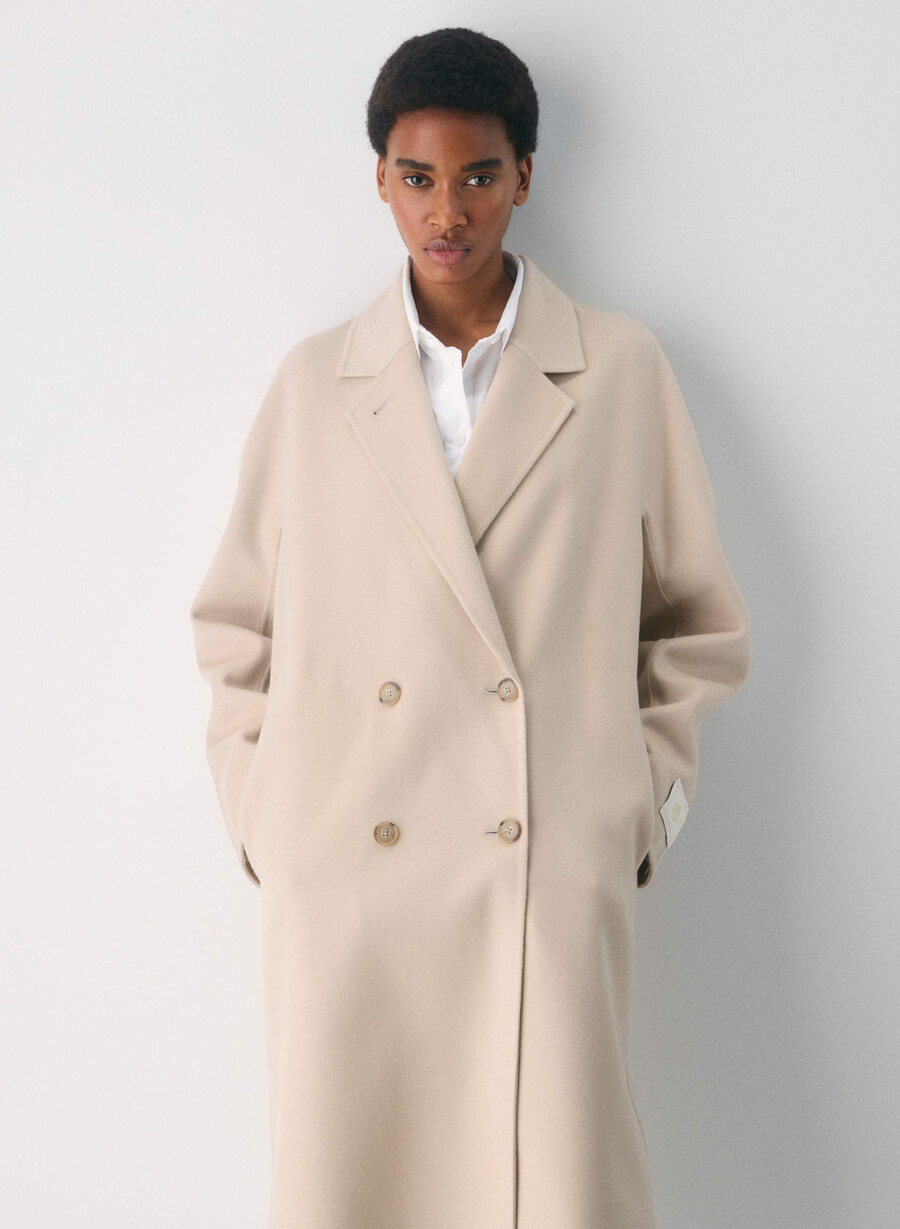 the slouch double-faced coat - luxe rewool marcona beige