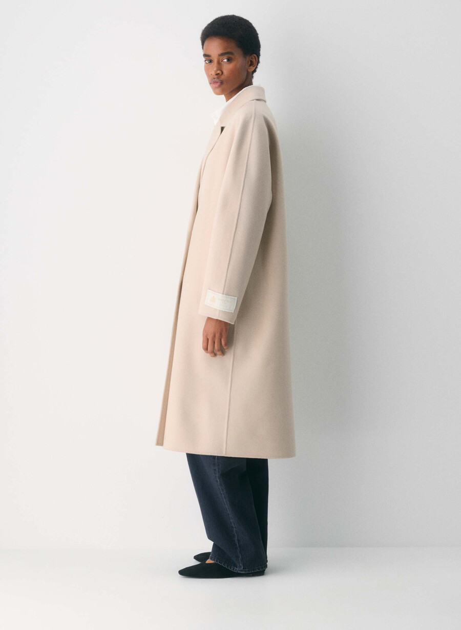 the slouch double-faced coat - luxe rewool marcona beige