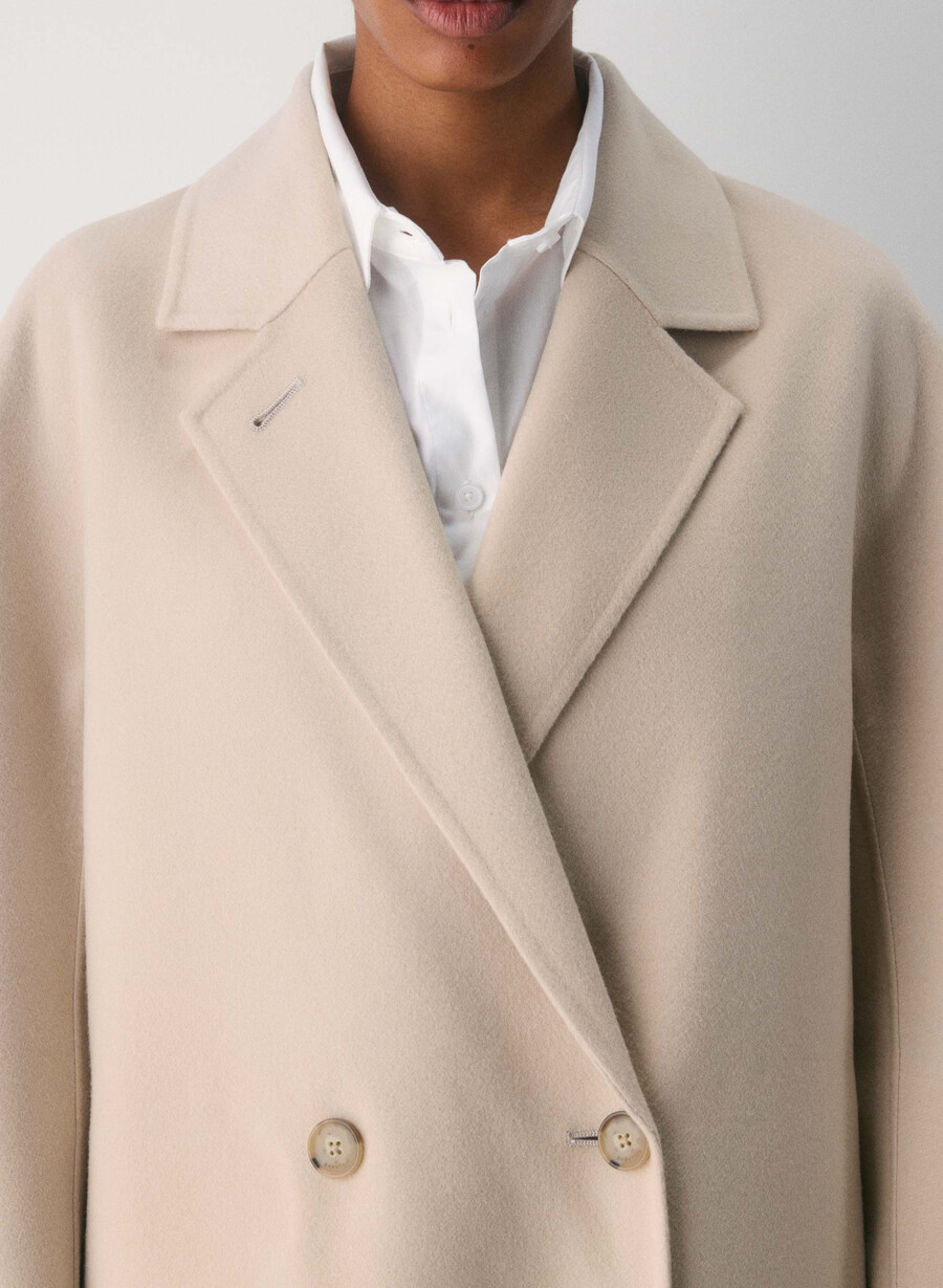 the slouch double-faced coat - luxe rewool marcona beige