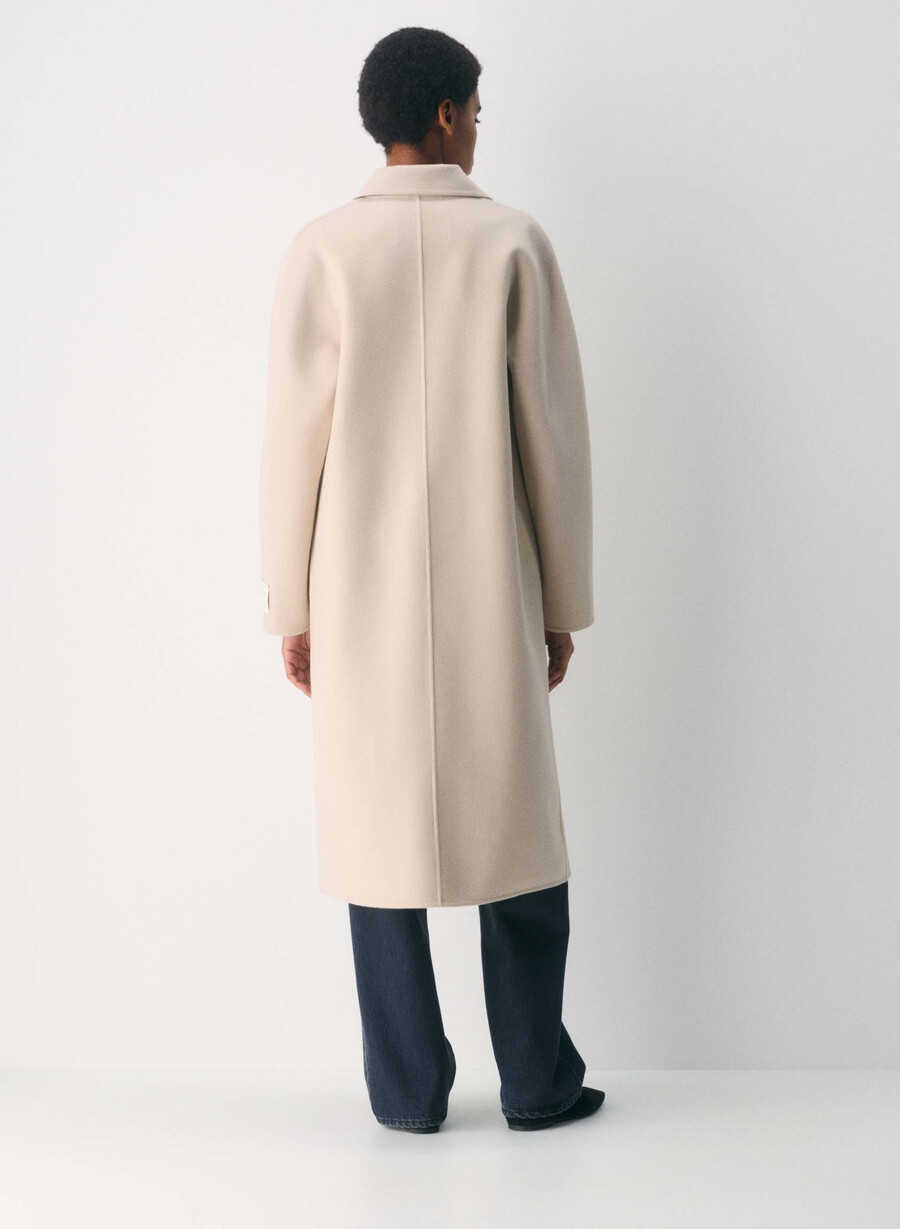 the slouch double-faced coat - luxe rewool marcona beige