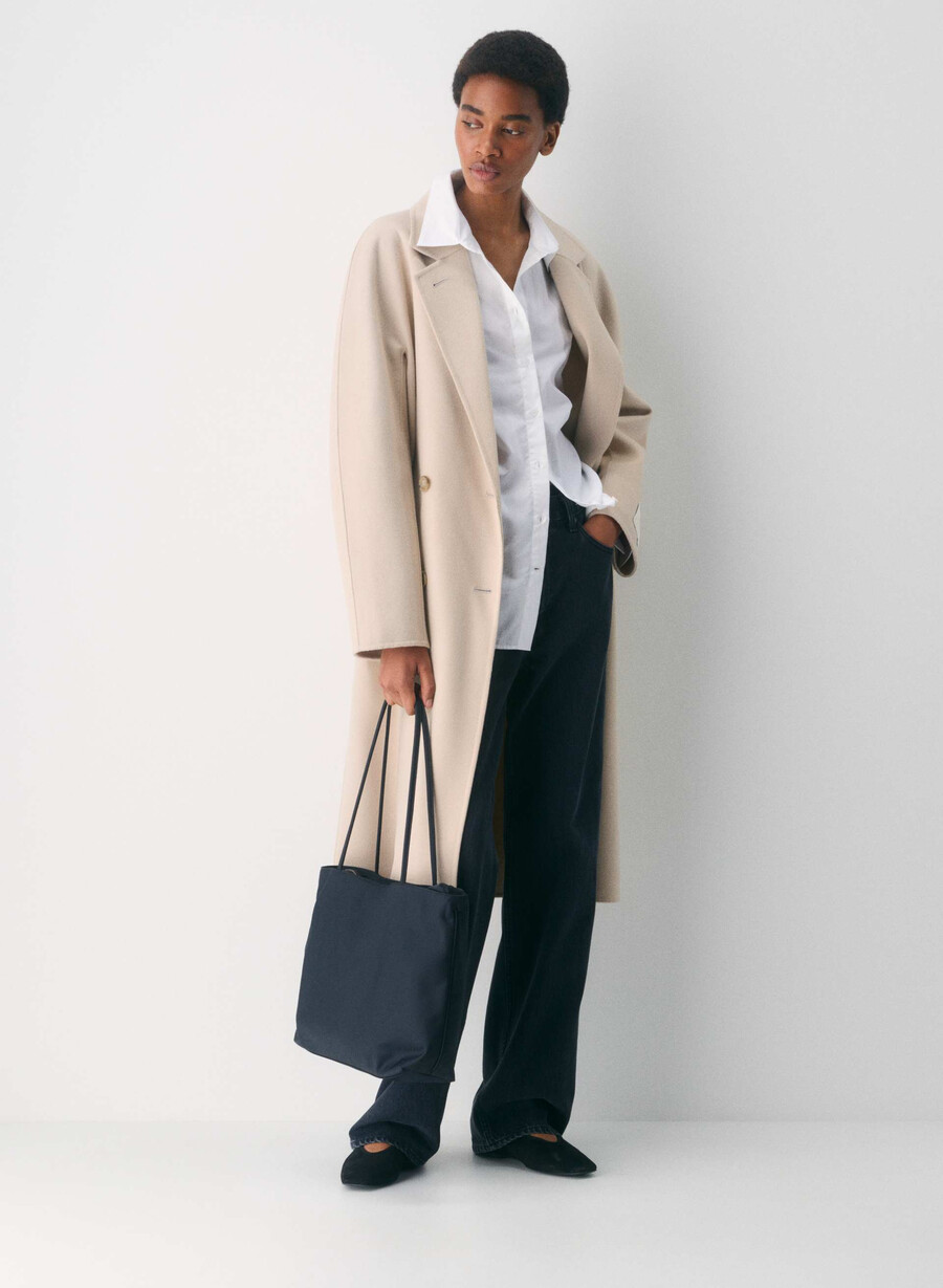 the slouch double-faced coat - luxe rewool marcona beige