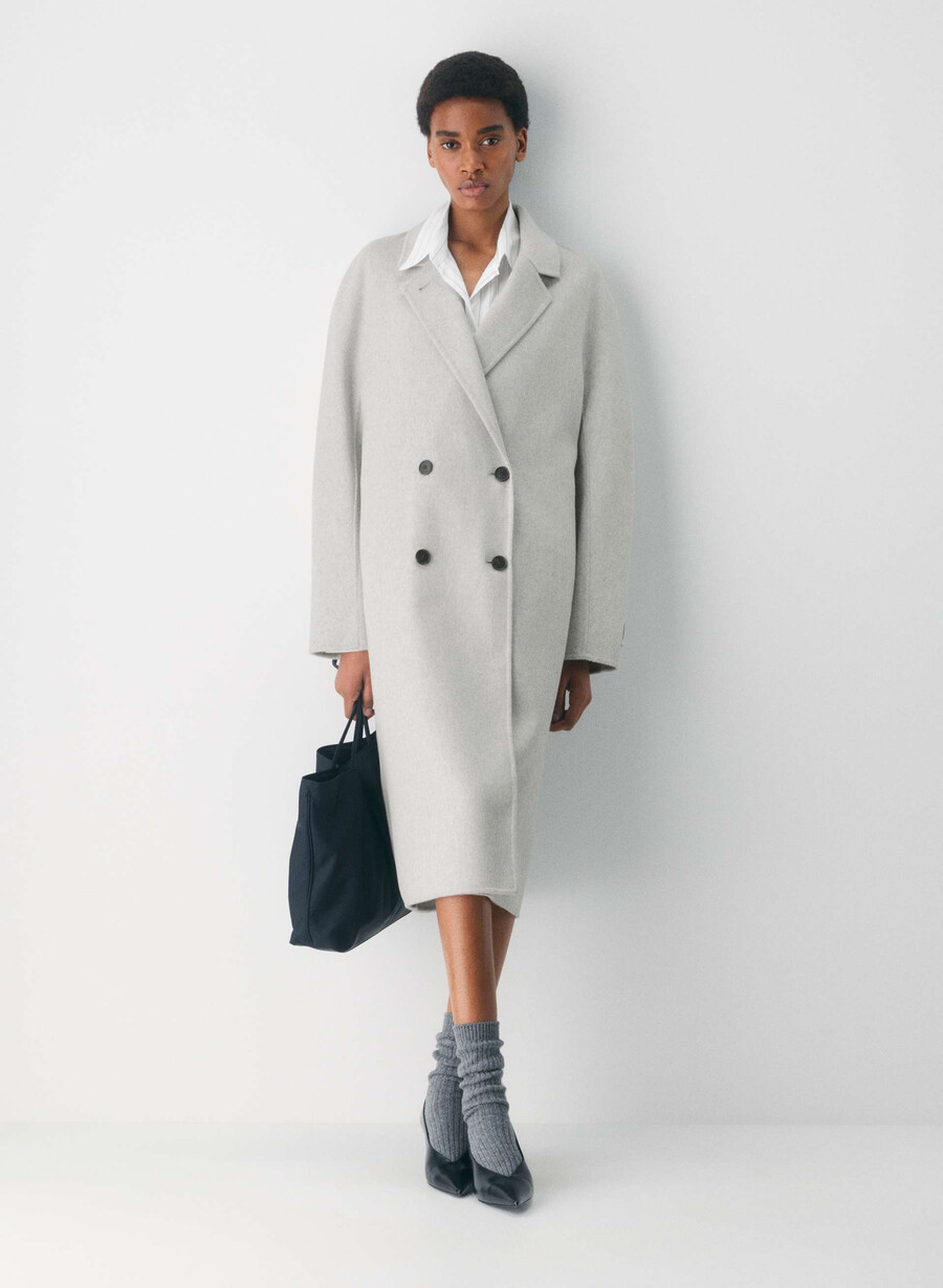 the slouch double-faced coat - luxe rewool heather light grey