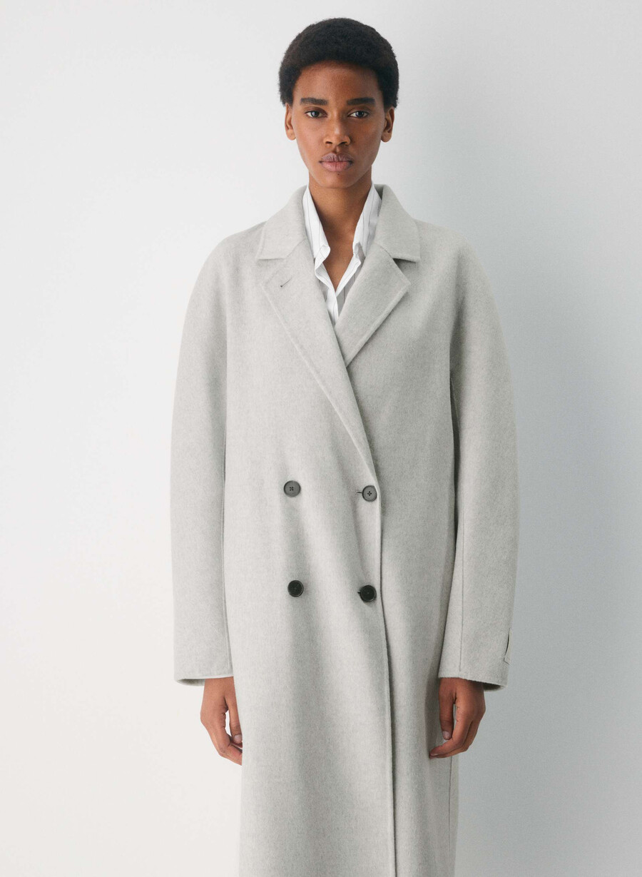the slouch double-faced coat - luxe rewool heather light grey