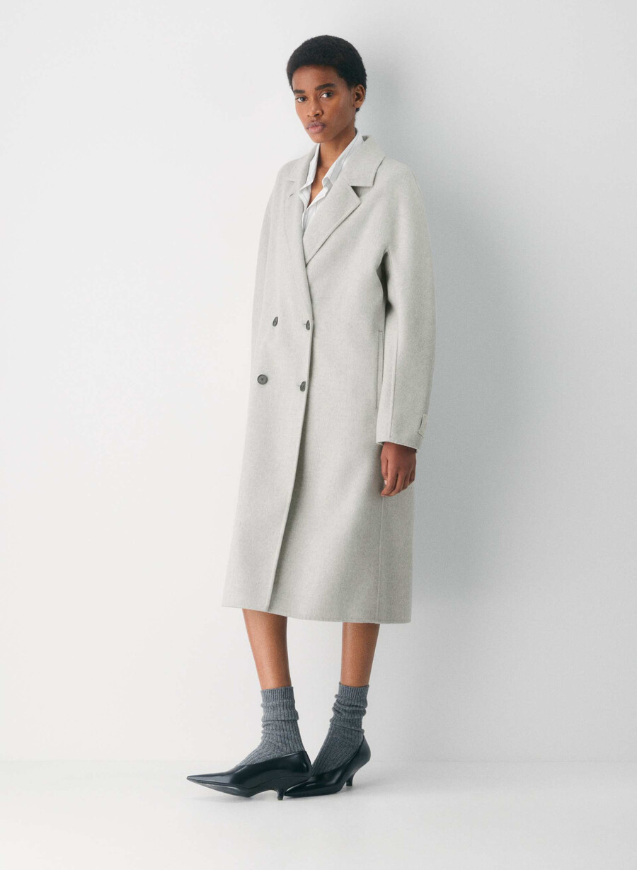 the slouch double-faced coat - luxe rewool heather light grey