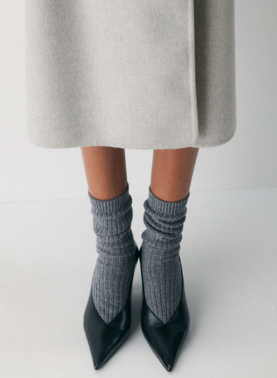 the slouch double-faced coat - luxe rewool heather light grey