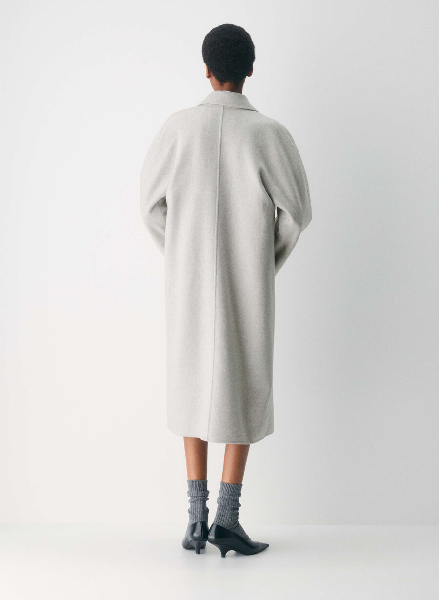 the slouch double-faced coat - luxe rewool heather light grey