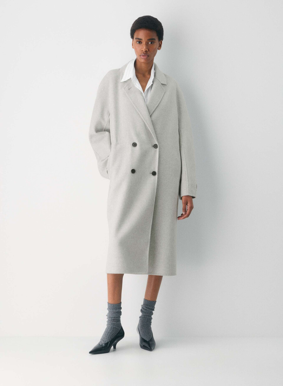 the slouch double-faced coat - luxe rewool heather light grey
