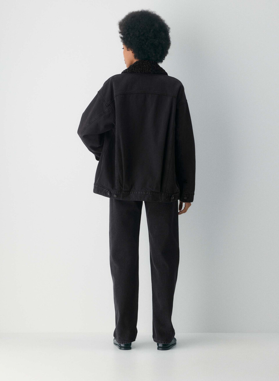 denim forum the 90s vintage sherpa denim jacket black eyeliner