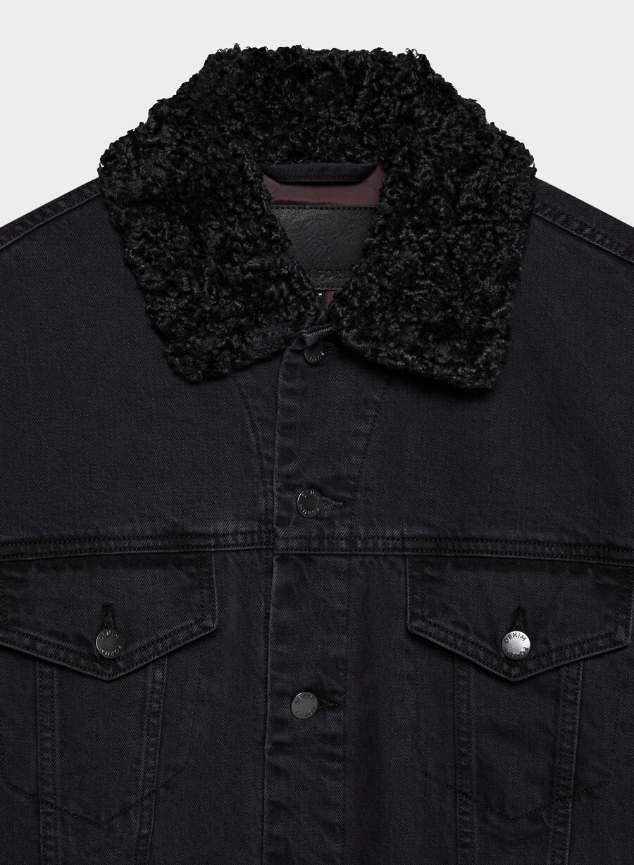 denim forum the 90s vintage sherpa denim jacket black eyeliner