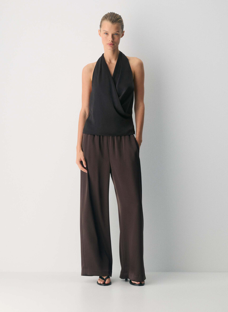 the lodge pant - satin rich mocha brown