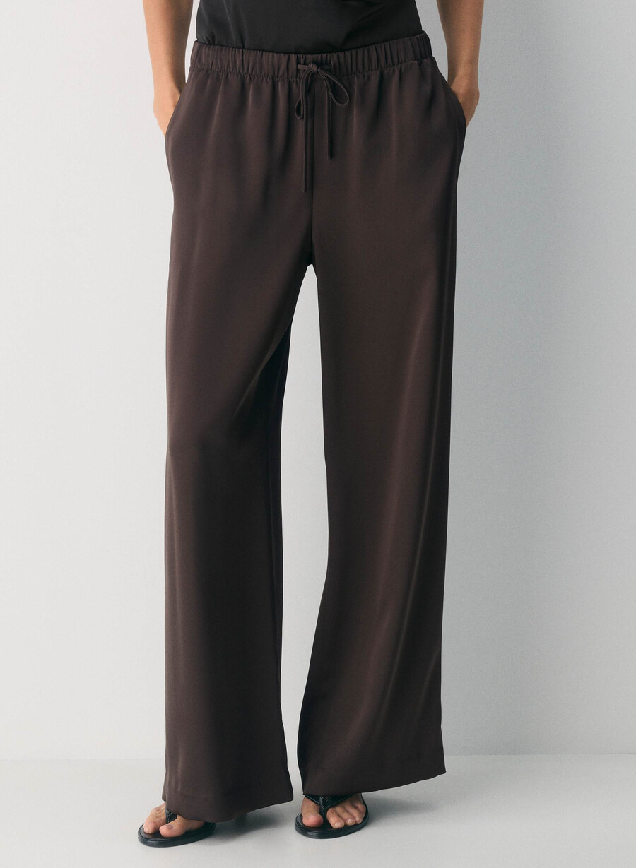 the lodge pant - satin rich mocha brown