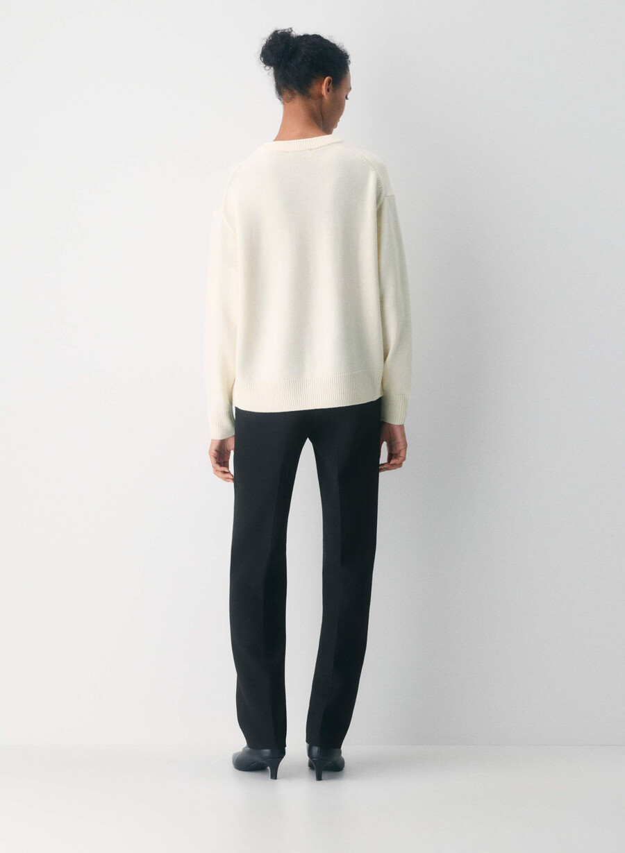 essential merino wool crew cardigan light birch