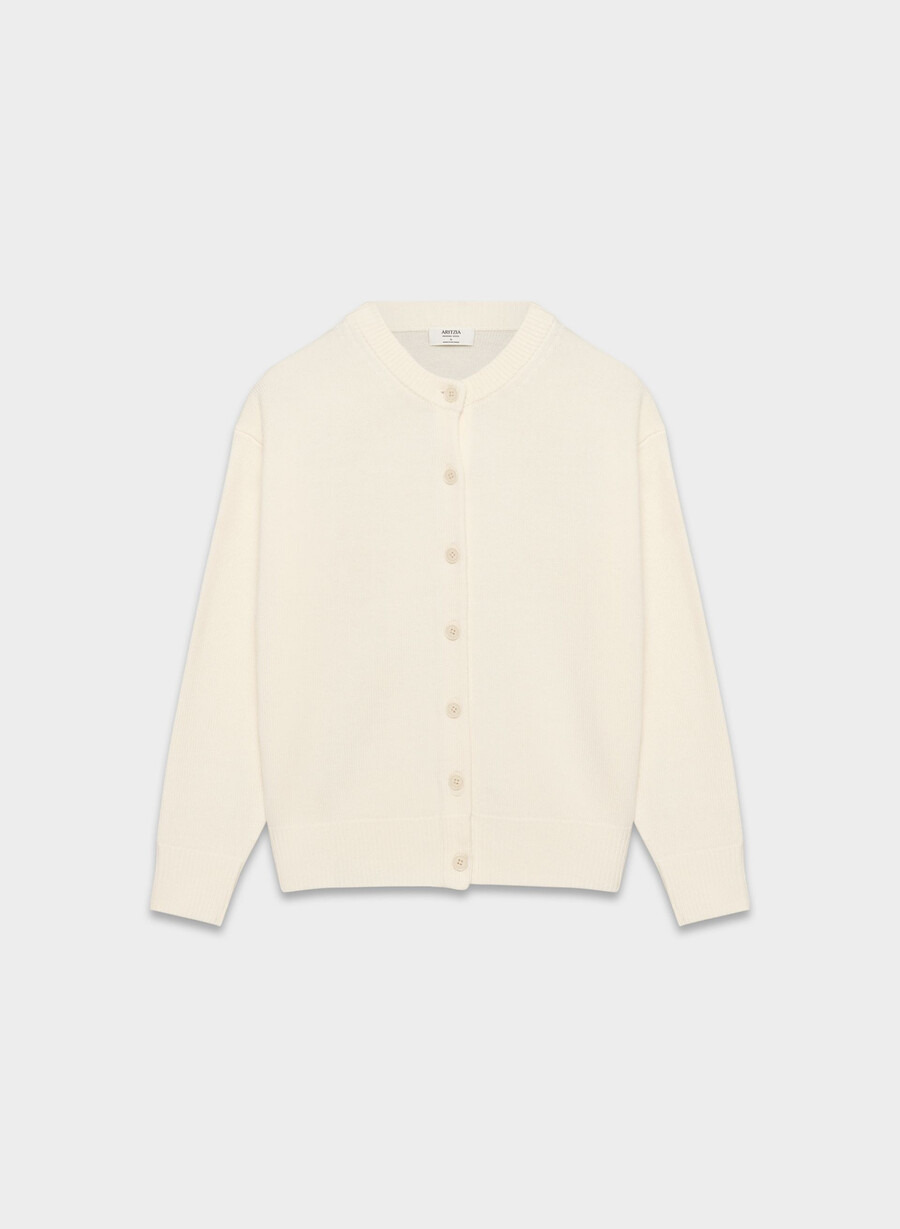 essential merino wool crew cardigan black