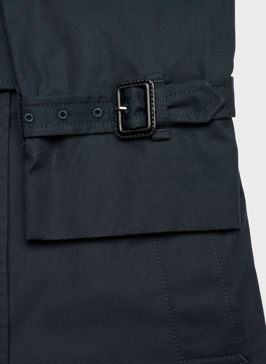 new the finch mid trench coat - city twill dreaming blue