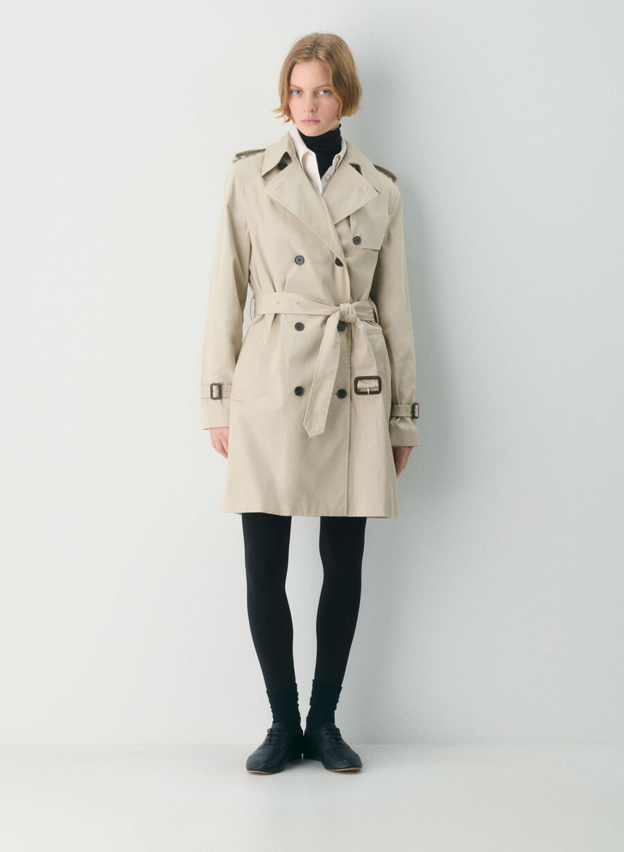 new the finch mid trench coat - city twill marcona beige