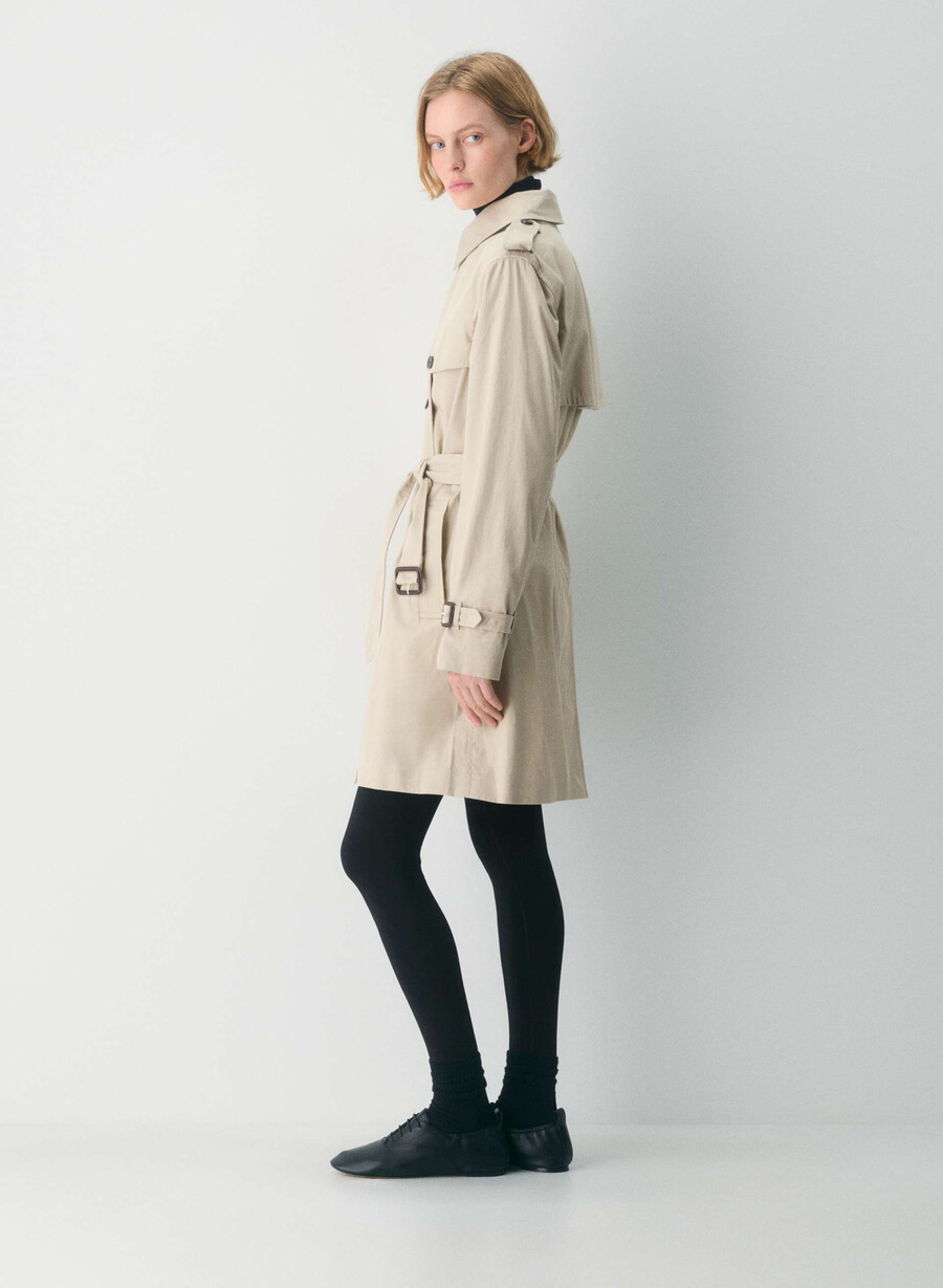 new the finch mid trench coat - city twill marcona beige