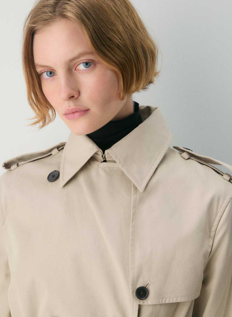 new the finch mid trench coat - city twill marcona beige