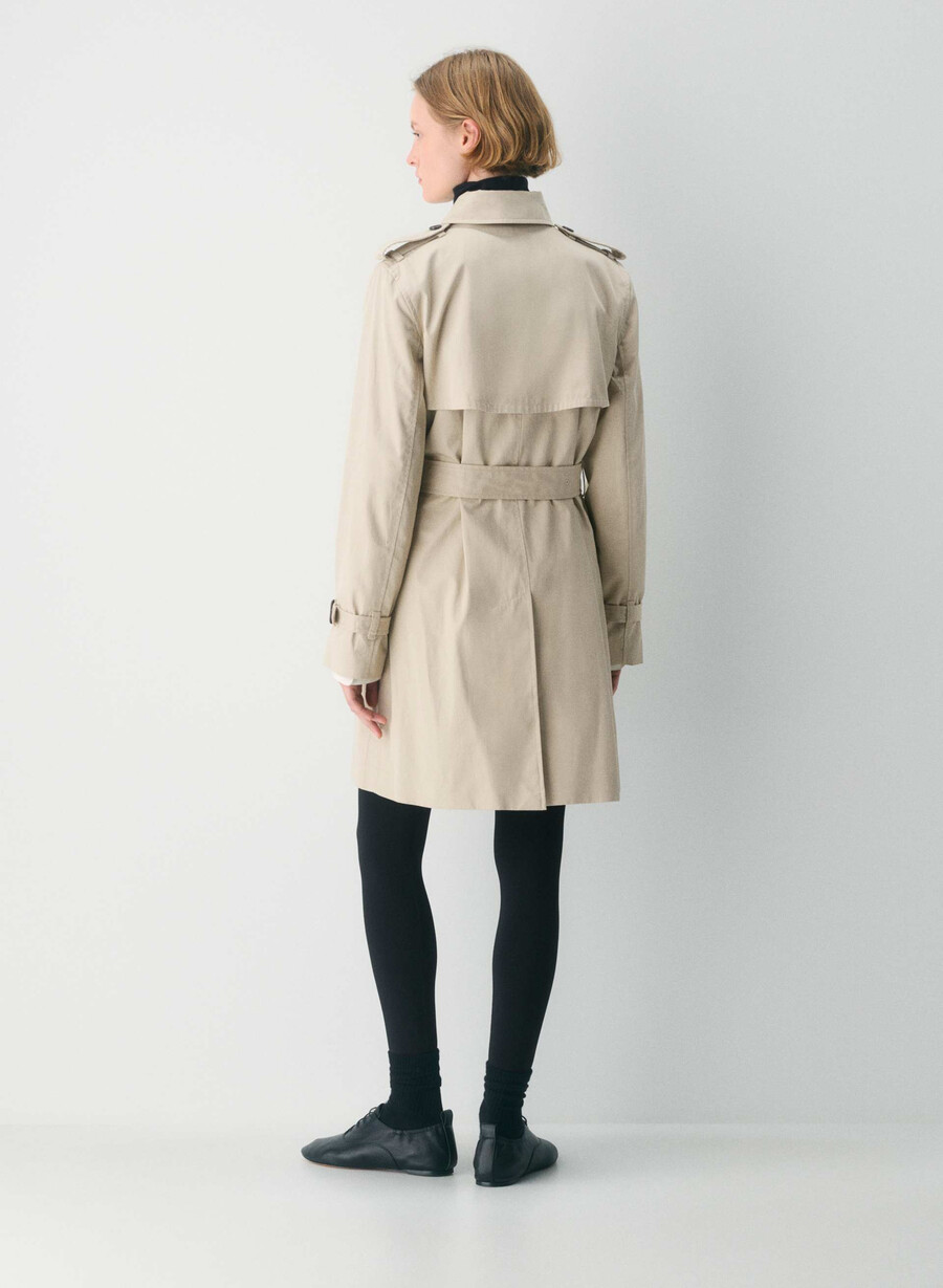 new the finch mid trench coat - city twill marcona beige