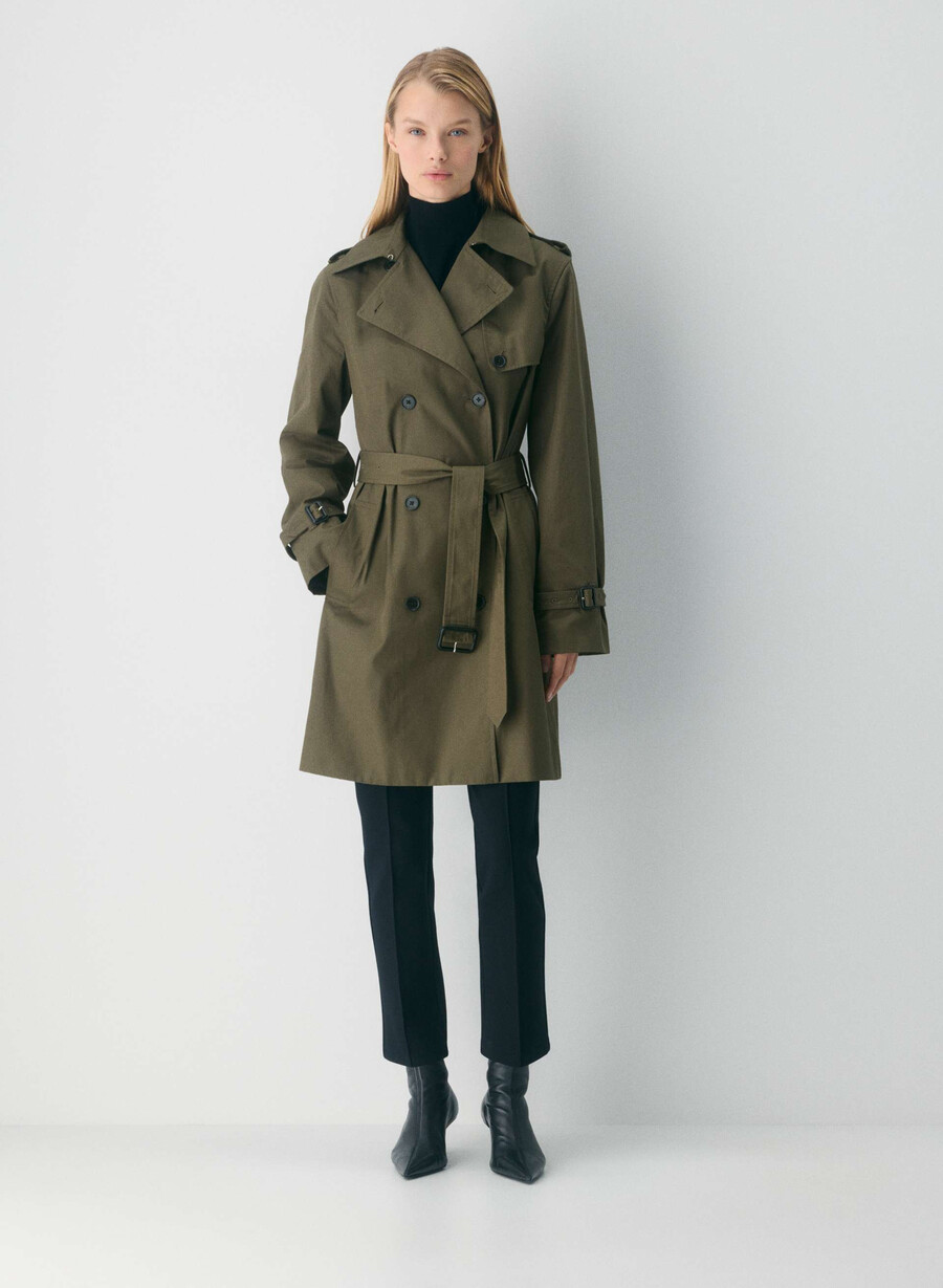 new the finch mid trench coat - city twill atlas olive