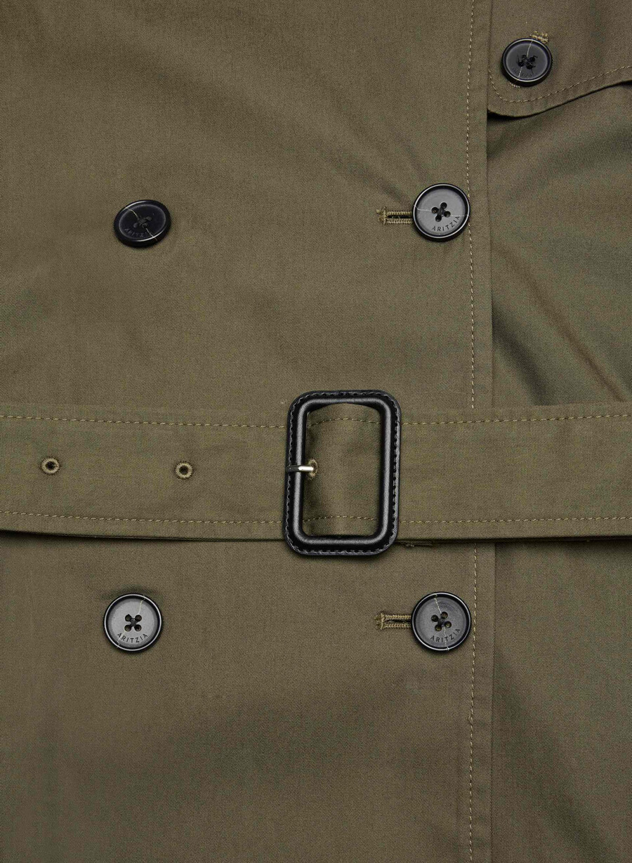 new the finch mid trench coat - city twill atlas olive