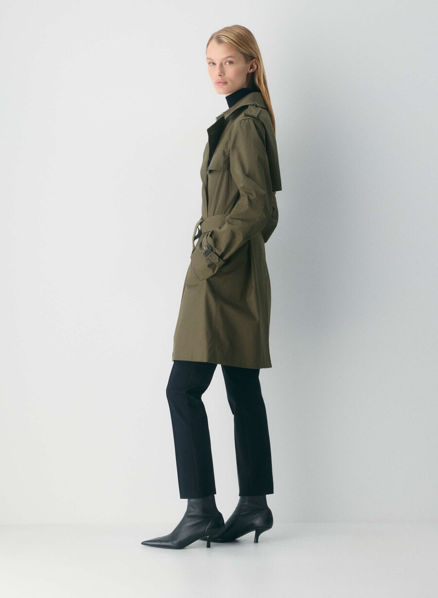 new the finch mid trench coat - city twill atlas olive