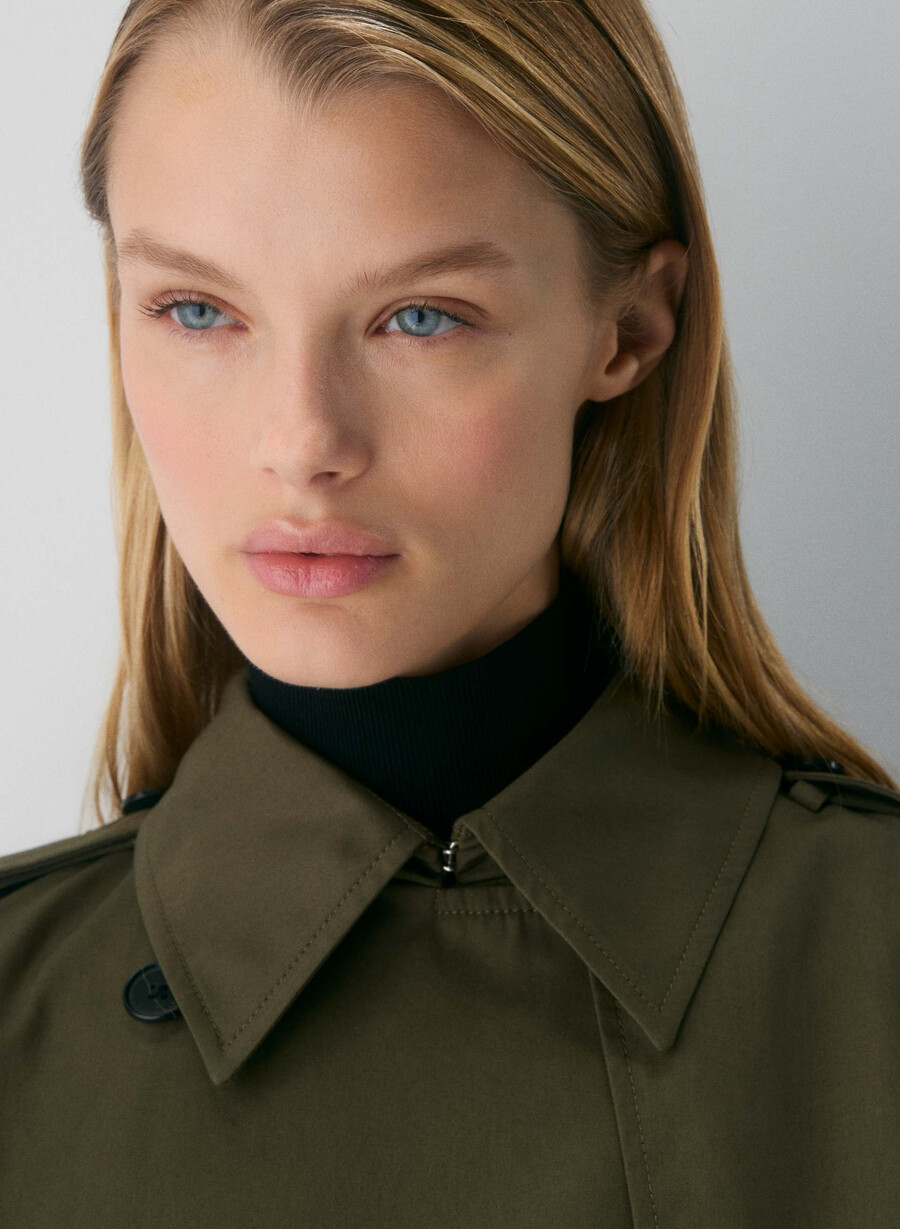 new the finch mid trench coat - city twill atlas olive