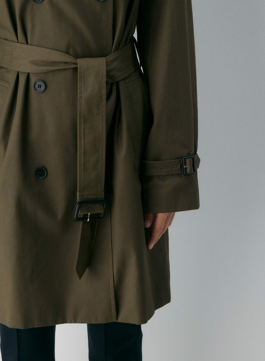 new the finch mid trench coat - city twill atlas olive