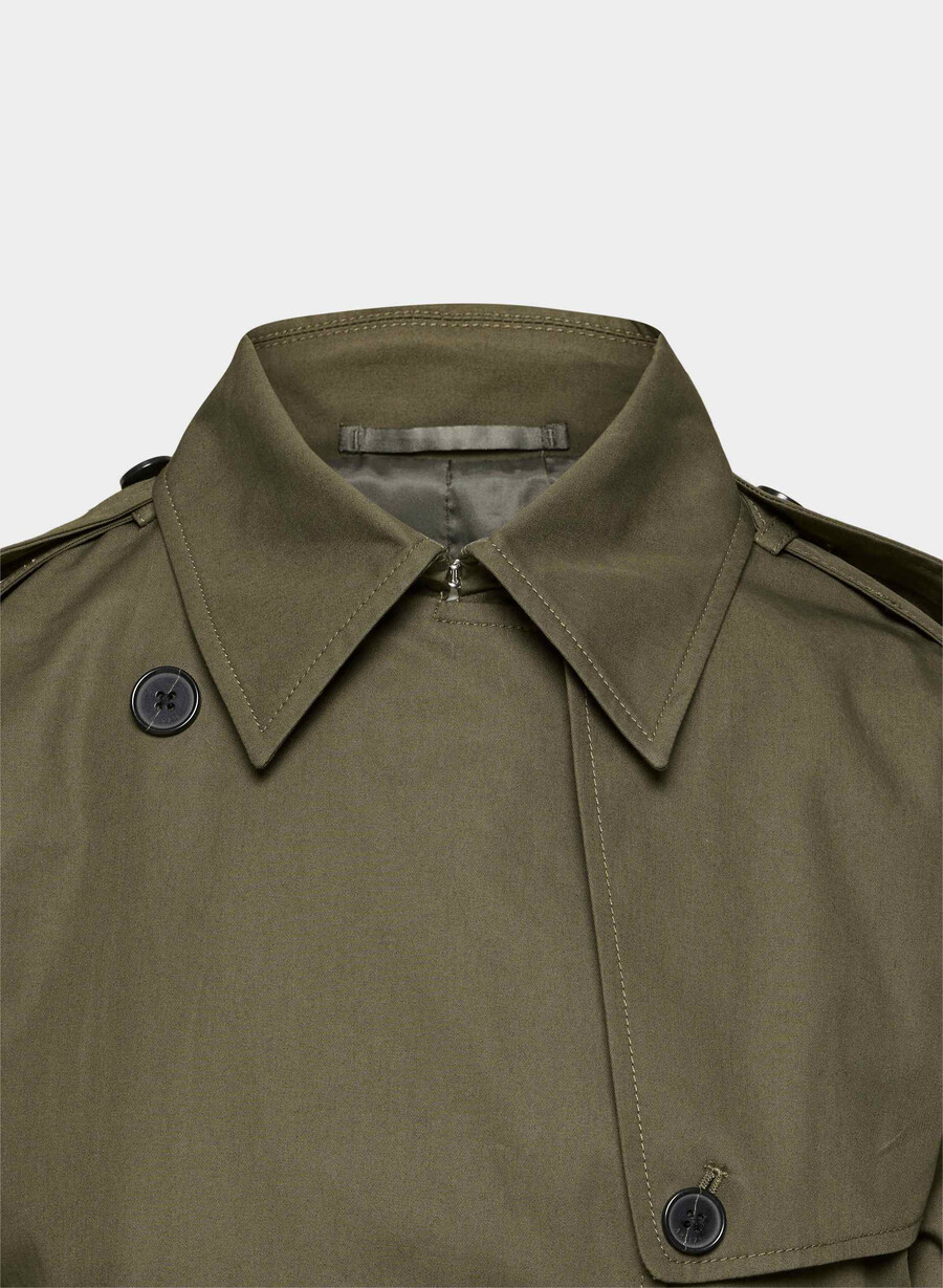 new the finch mid trench coat - city twill atlas olive