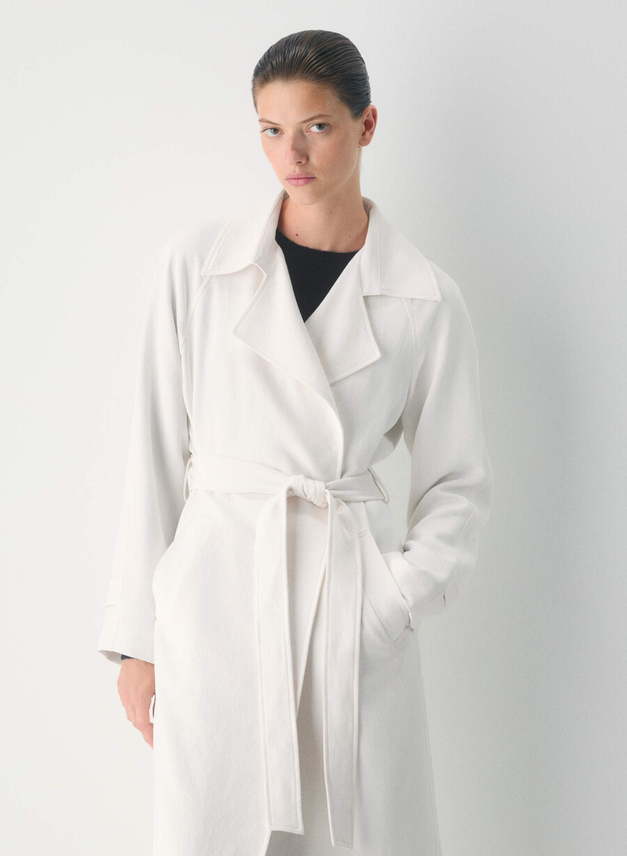 the splendor trench coat - crepette light birch