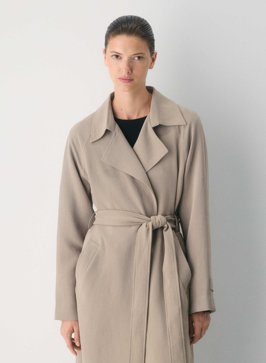 the splendor trench coat - crepette nomad taupe