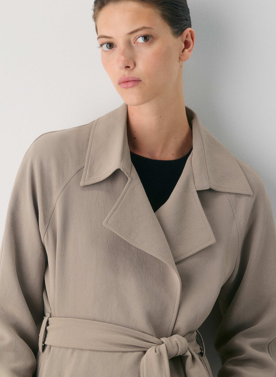the splendor trench coat - crepette nomad taupe