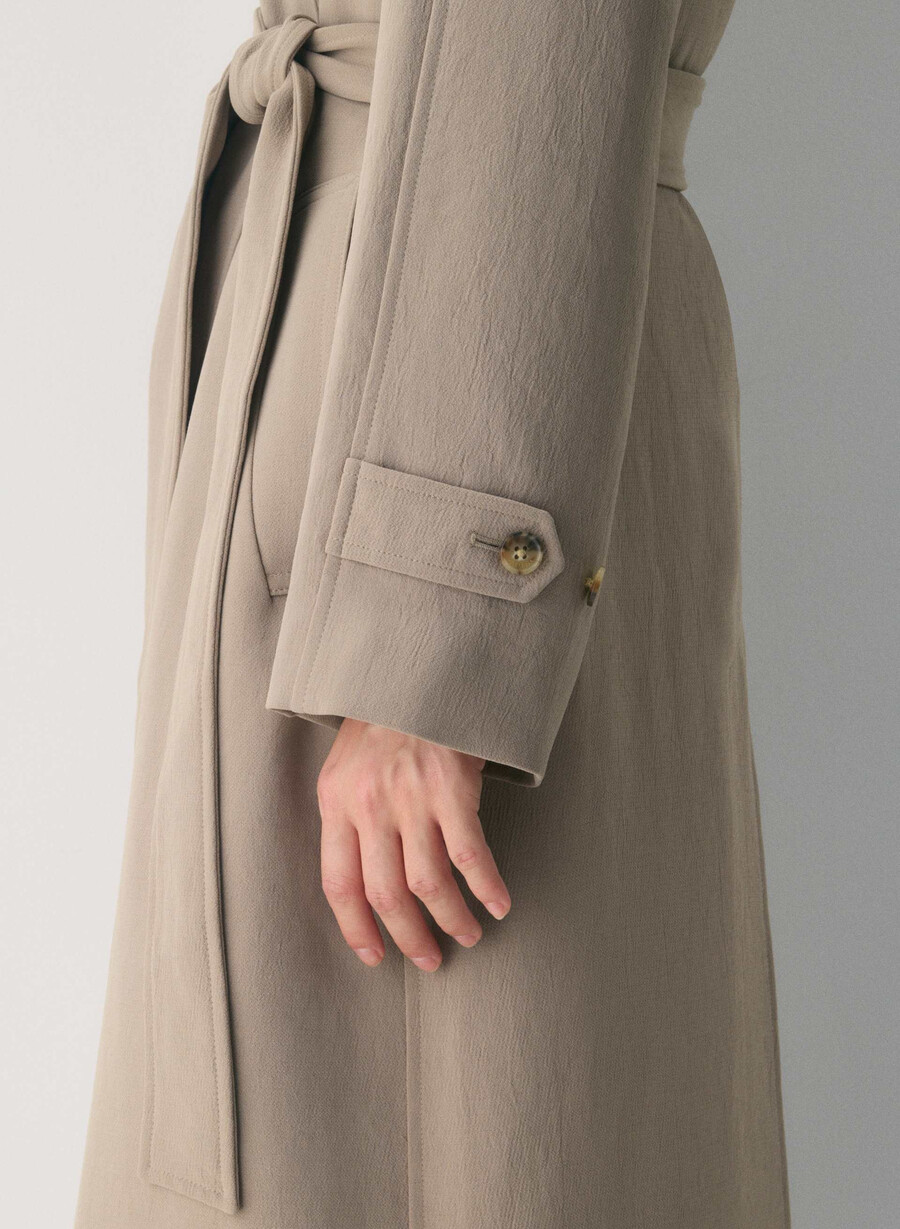 the splendor trench coat - crepette nomad taupe