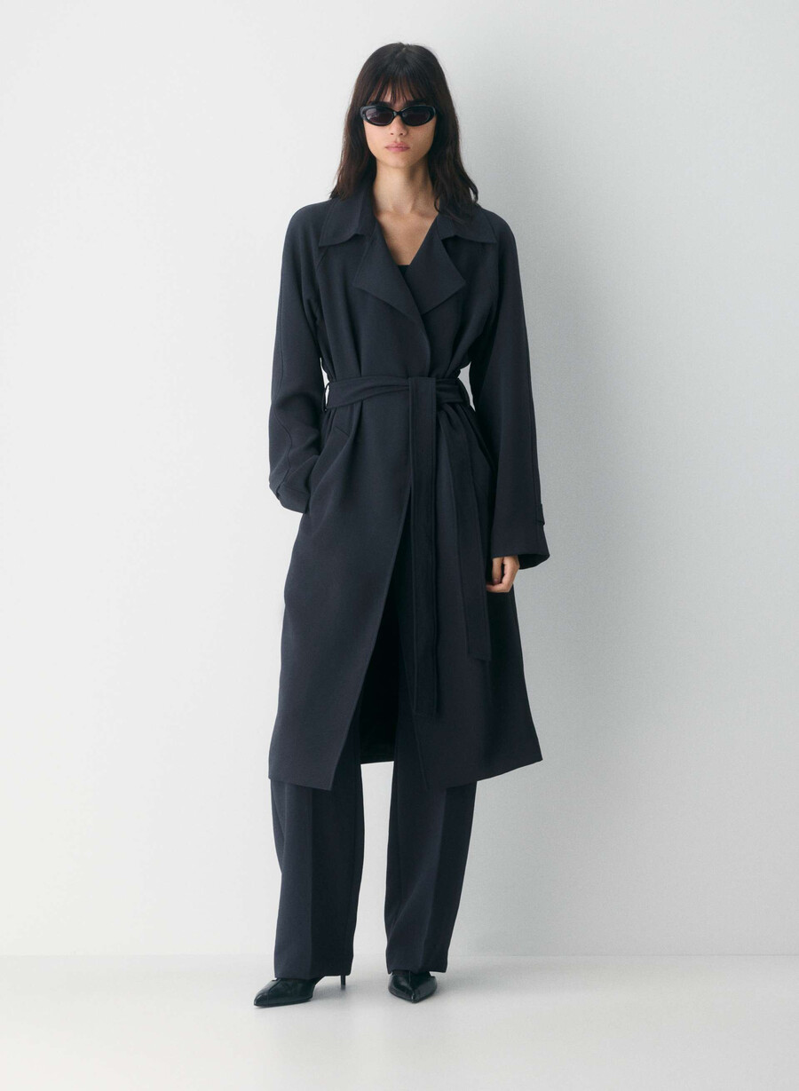 the splendor trench coat - crepette dark night navy