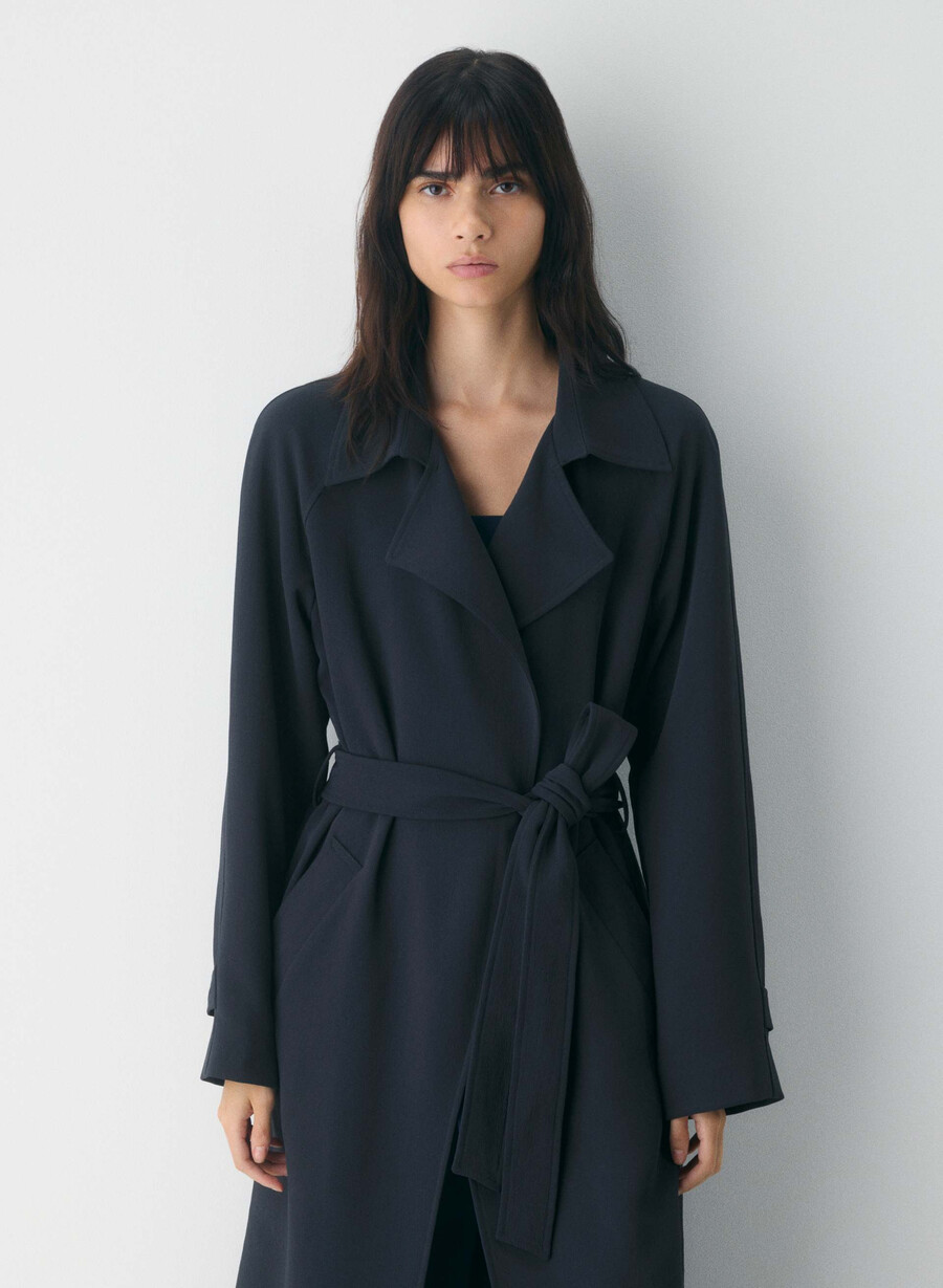the splendor trench coat - crepette dark night navy