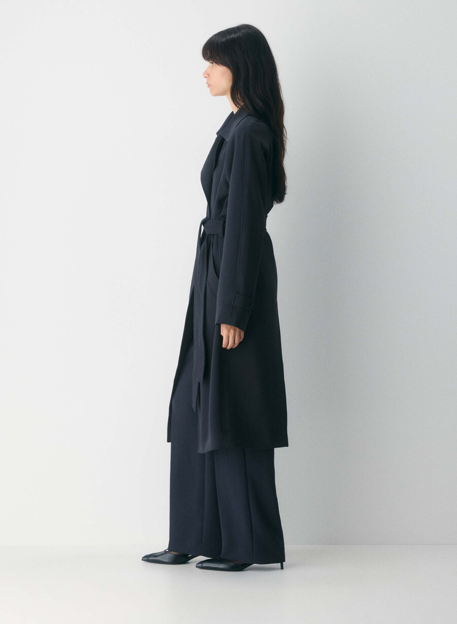 the splendor trench coat - crepette dark night navy