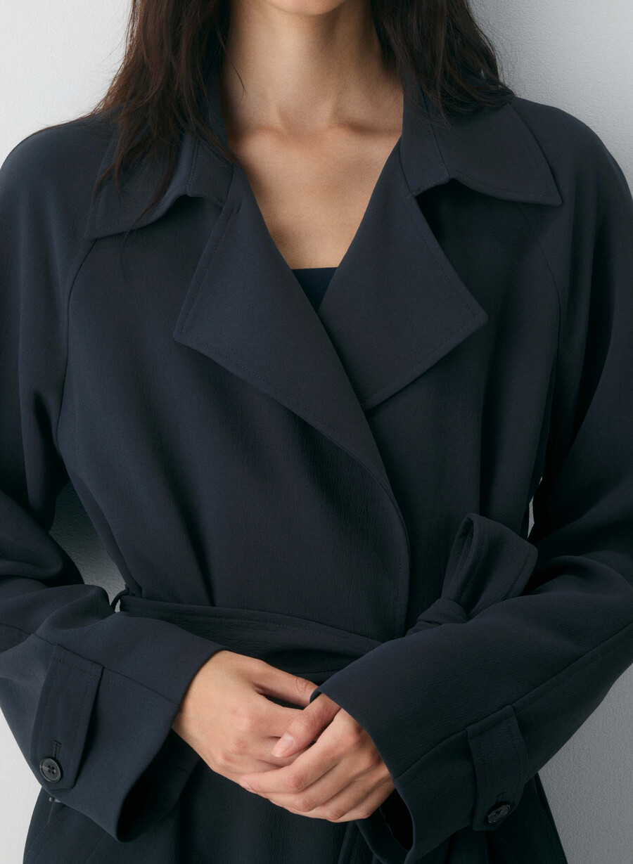 the splendor trench coat - crepette dark night navy