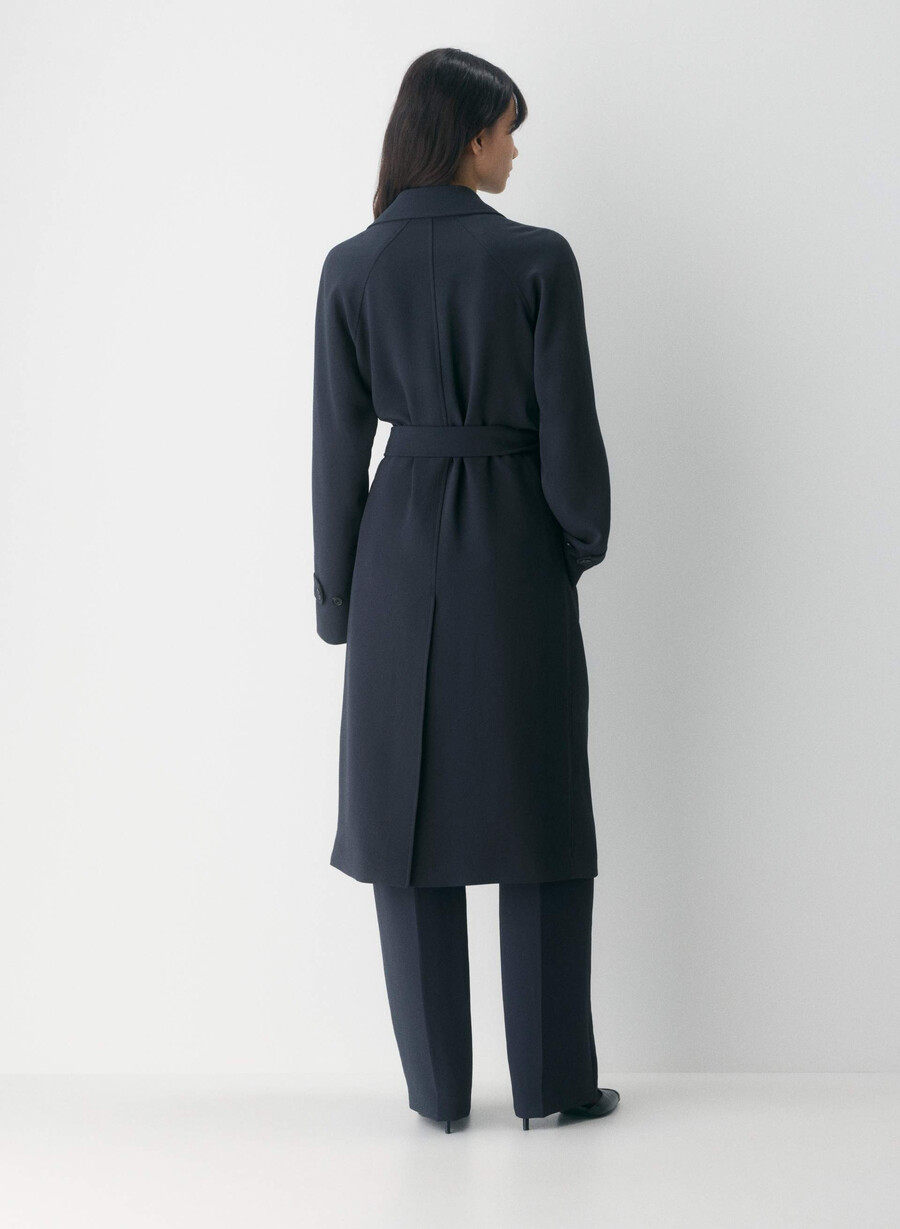 the splendor trench coat - crepette dark night navy